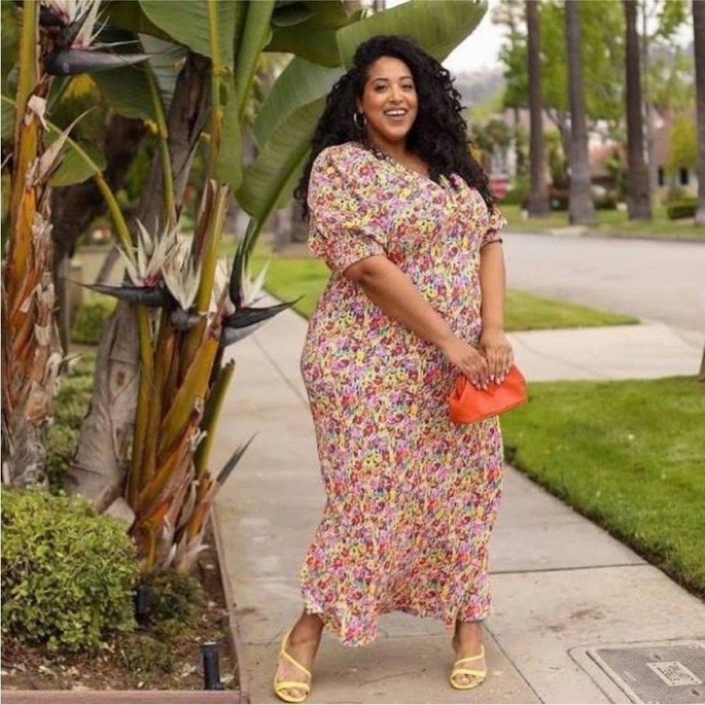 RIXO X Target Multicolor Puff Sleeve Floral Maxi Dress Size 24W/26W - Picture 3 of 7